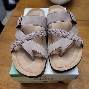 Earth Origins Coco Leather Flip Flop Sandals Orono Foster Worn 1x Size 8.5 M